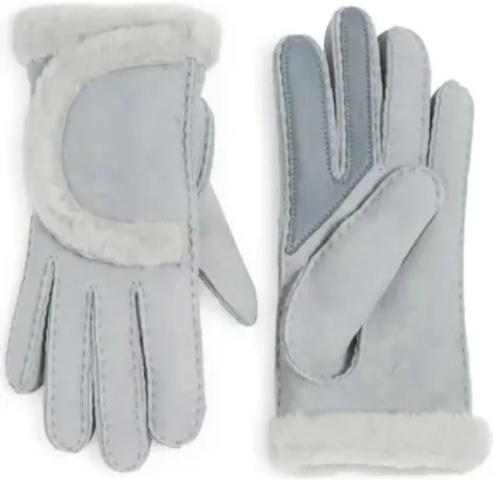 Ugg Genuine Shearling Suede‎ Gloves-Silver Grey